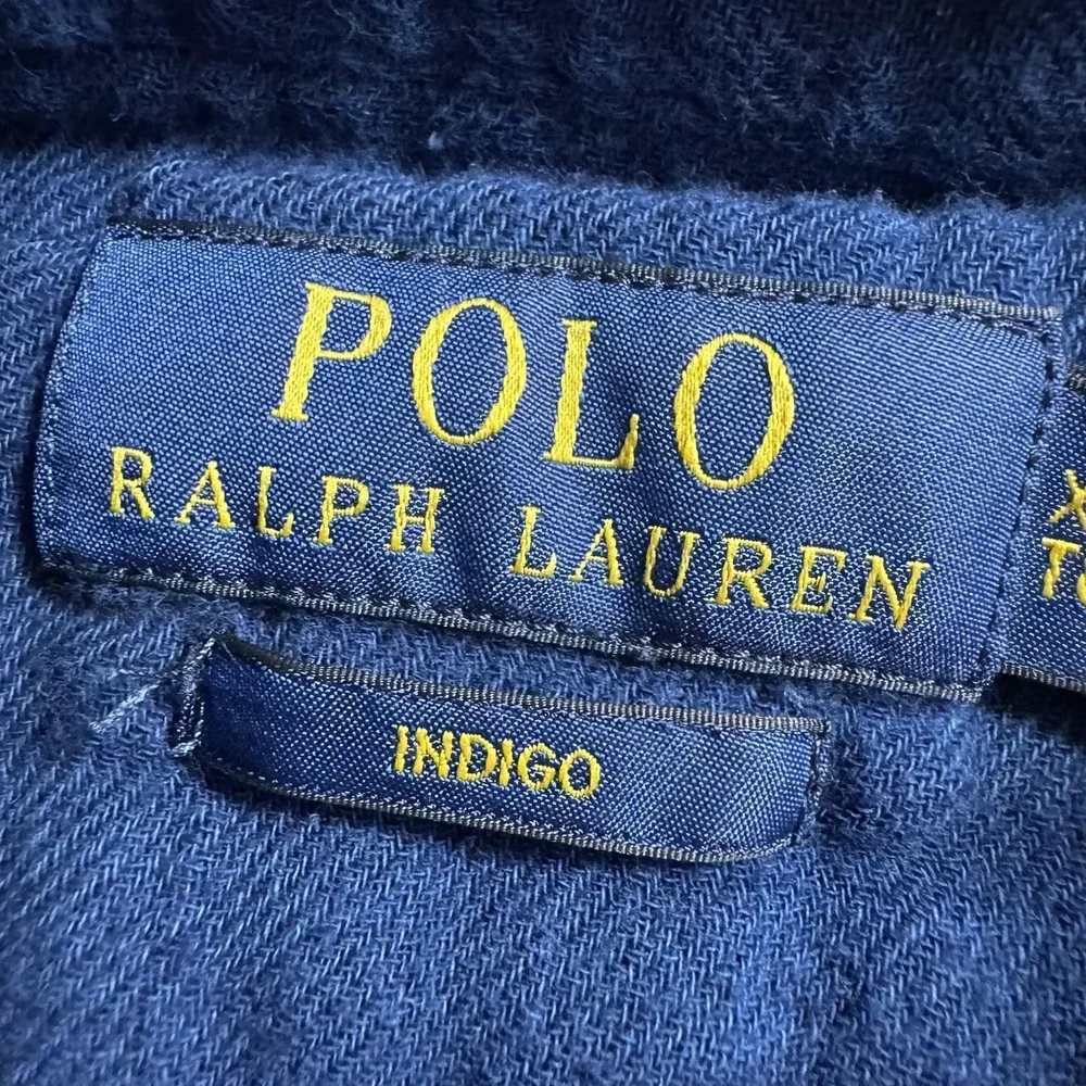 Polo Ralph Lauren Indigo Shipyard Shirt Mens XL Blue Check Button Up Long Sleeve
